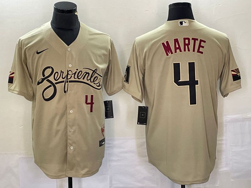 Men Arizona Diamondback 4 Marte City Edition Gray Game Nike 2023 MLB Jersey